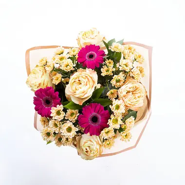 Fuşya Gerbera Ve Krizantem Buketi - ikinci gorsel