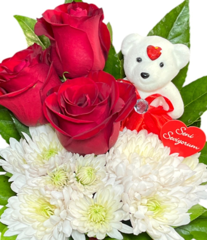Romantik Çiçek Ve Peluş Ayıcık - ikinci gorsel