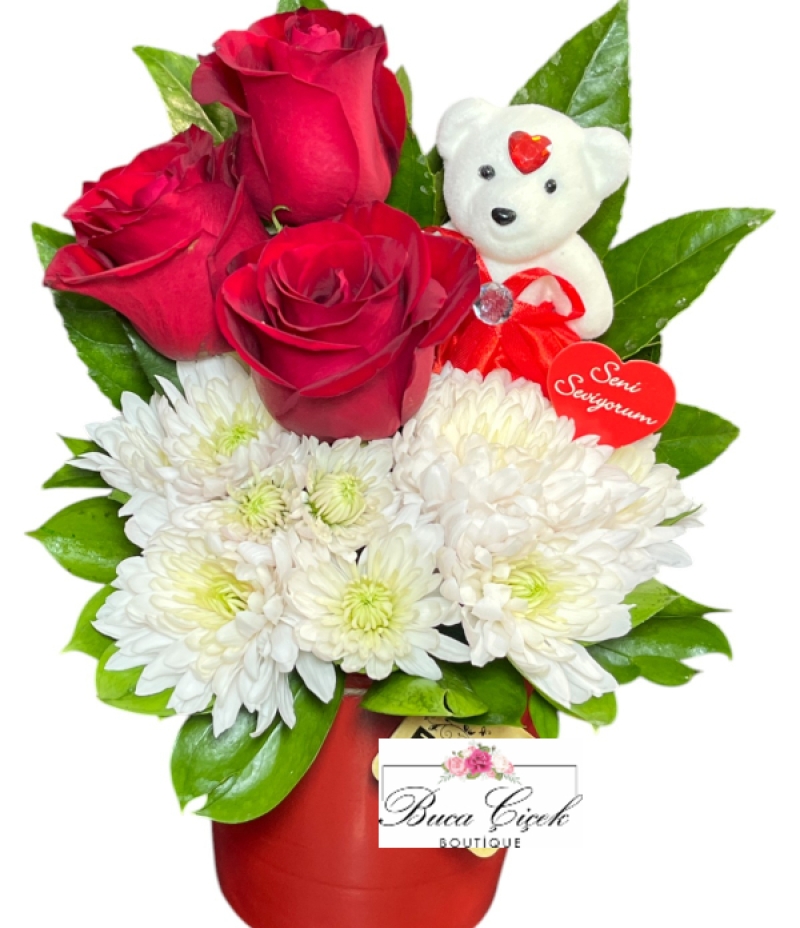 Romantik Çiçek Ve Peluş Ayıcık
